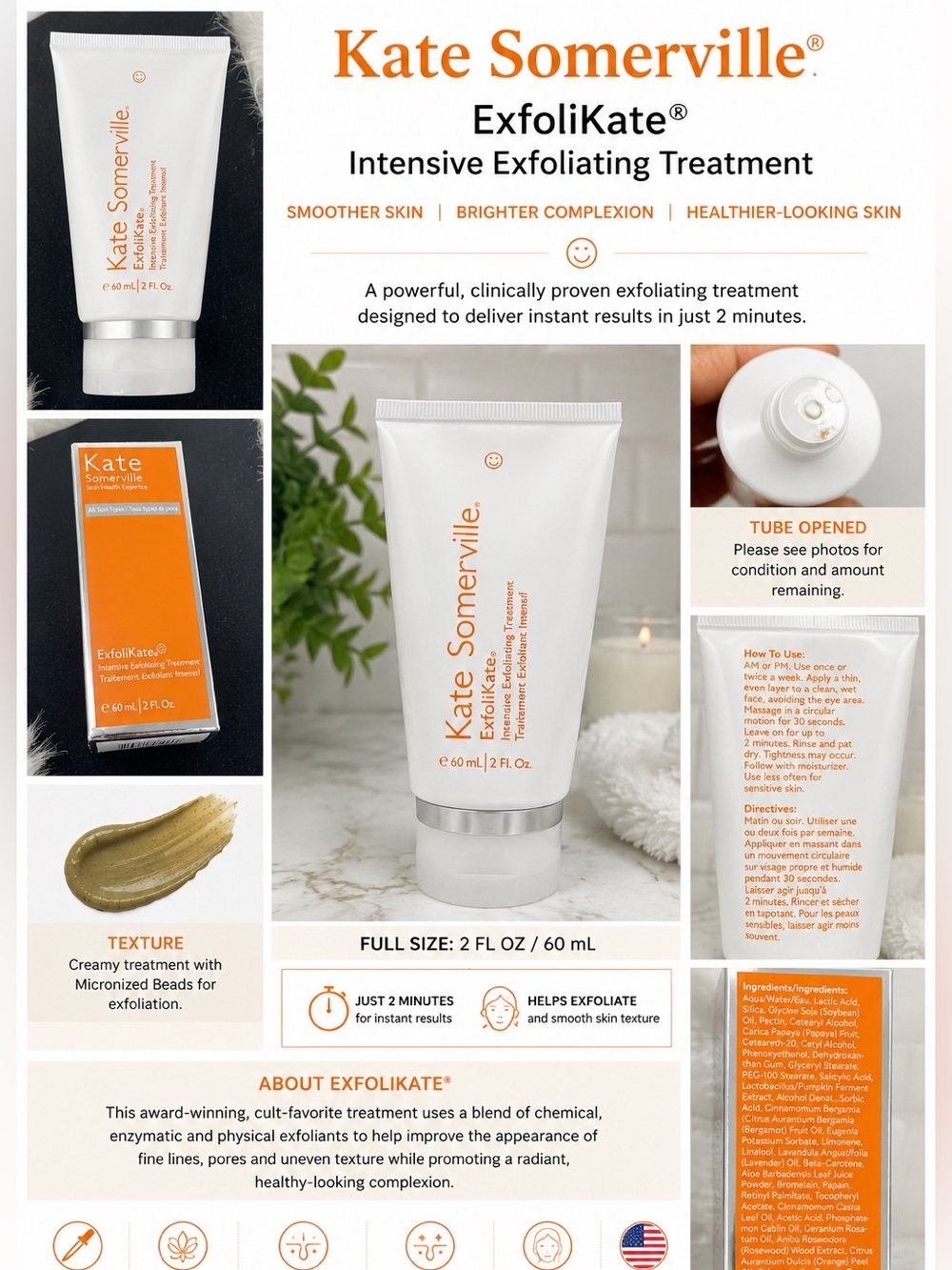 Kate Somerville ExfoliKate Intensive Exfoliating Treatment 2 oz 60 mL